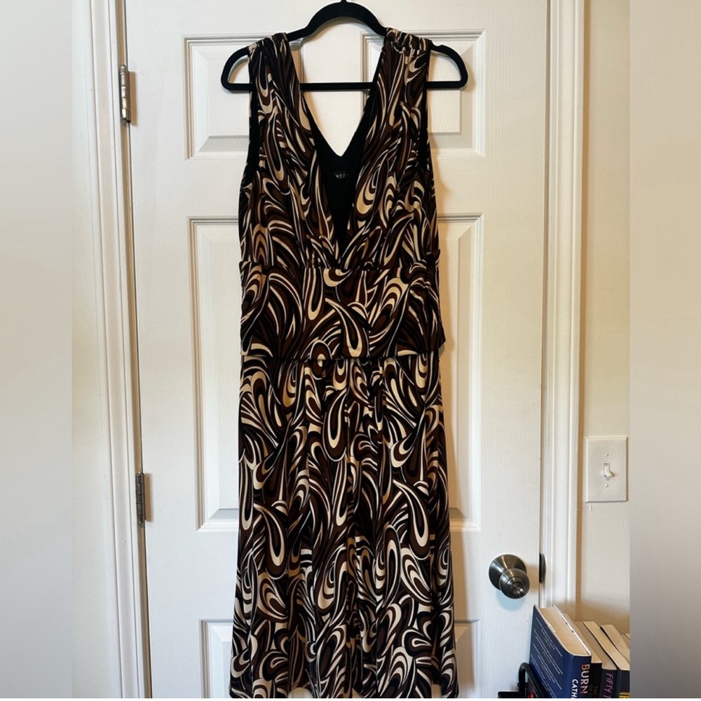 Retro Scarlett Drop Waist Midi Dress-  Brown and Cream
